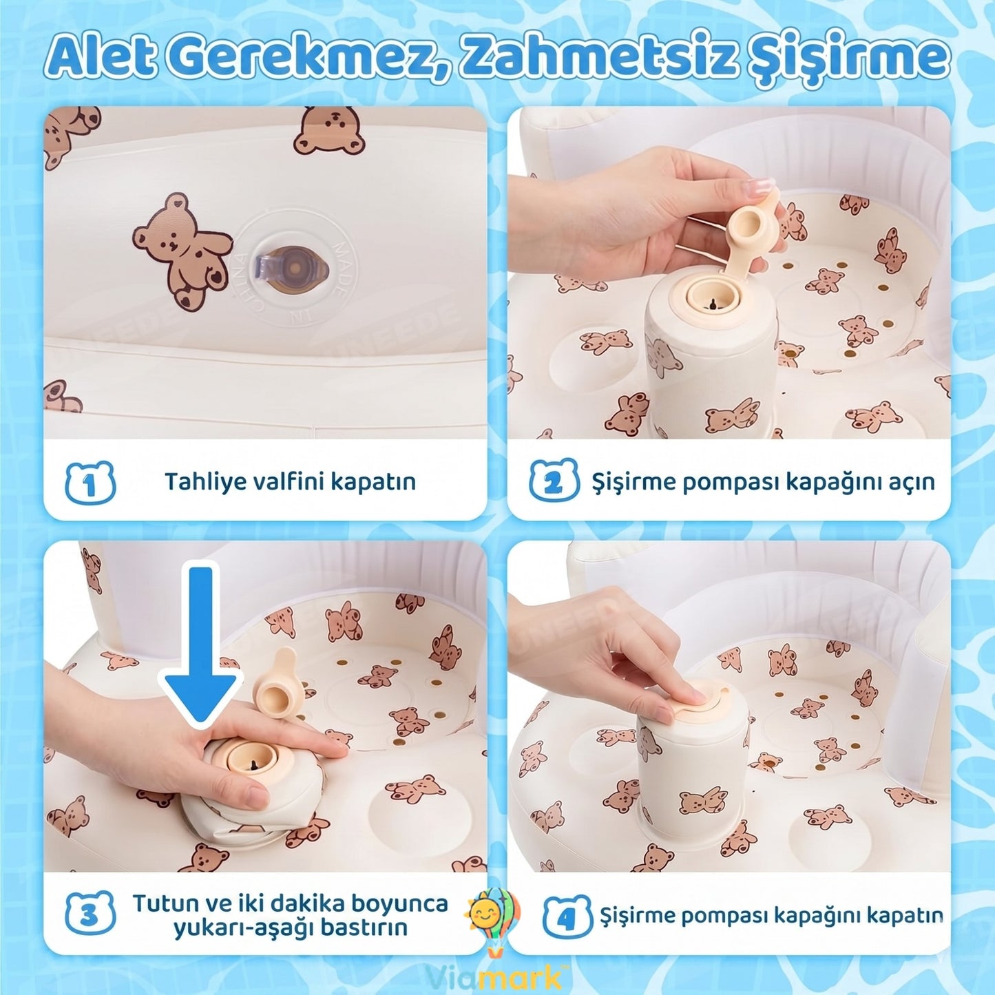 Viamark™ Devrilmez Bariyerli Sırt Destekli Şişme Bebek Oturma Koltuğu