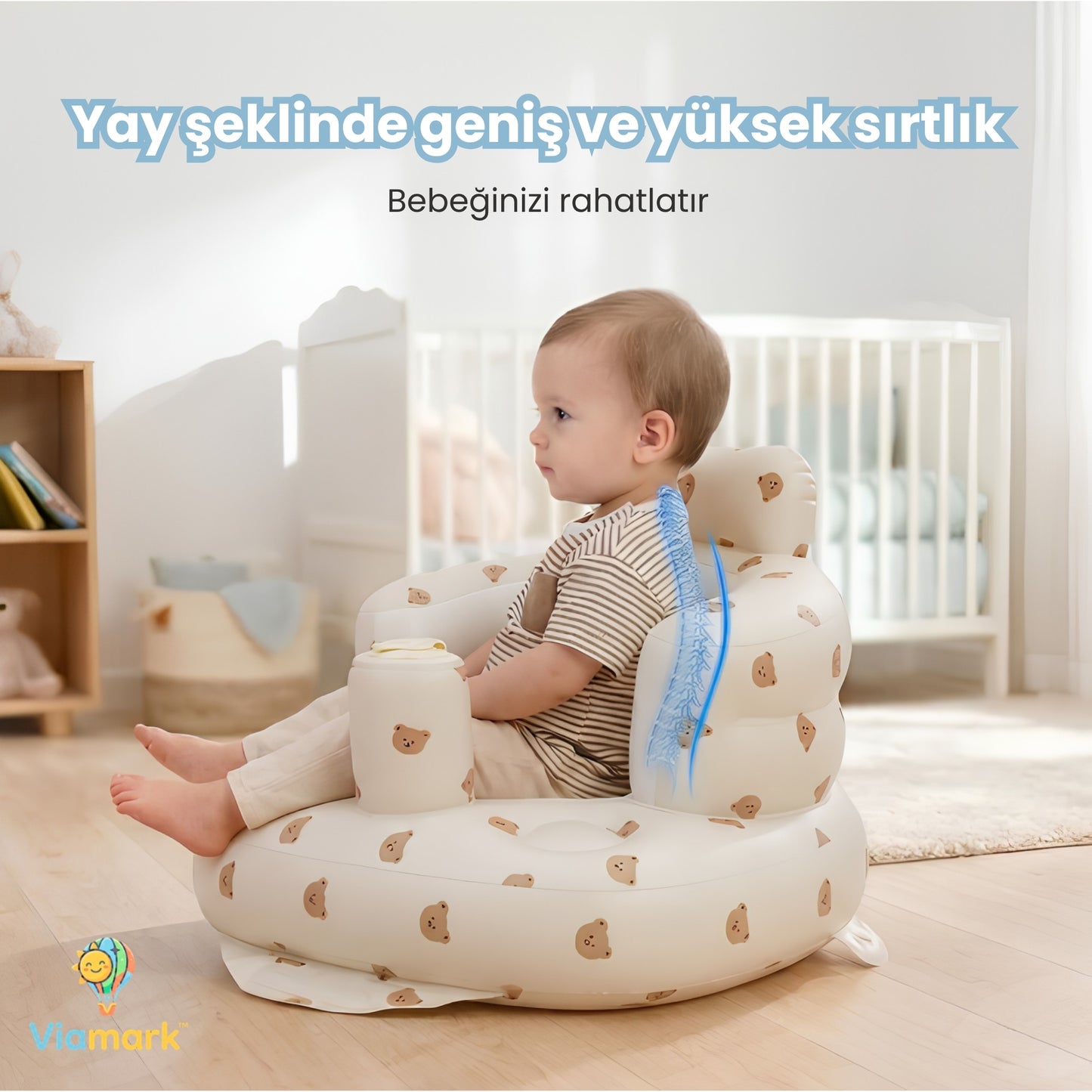 Viamark™ Devrilmez Bariyerli Sırt Destekli Şişme Bebek Oturma Koltuğu