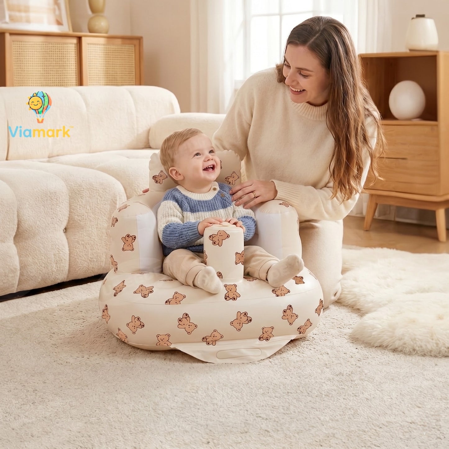 Viamark™ Devrilmez Bariyerli Sırt Destekli Şişme Bebek Oturma Koltuğu